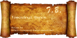 Tomcsányi Bence névjegykártya